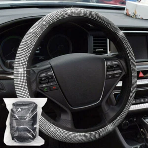 15'' Universal Bling Rhinestone Car Steering Wheel Cover White Auto Accessories - Bild 1 von 9
