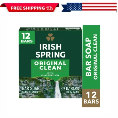 Irish Spring Bar Soap for Men, Original Clean Mens Bar Soap, 3.7 Oz, 12 Pack NEW - Image 1 of 4
