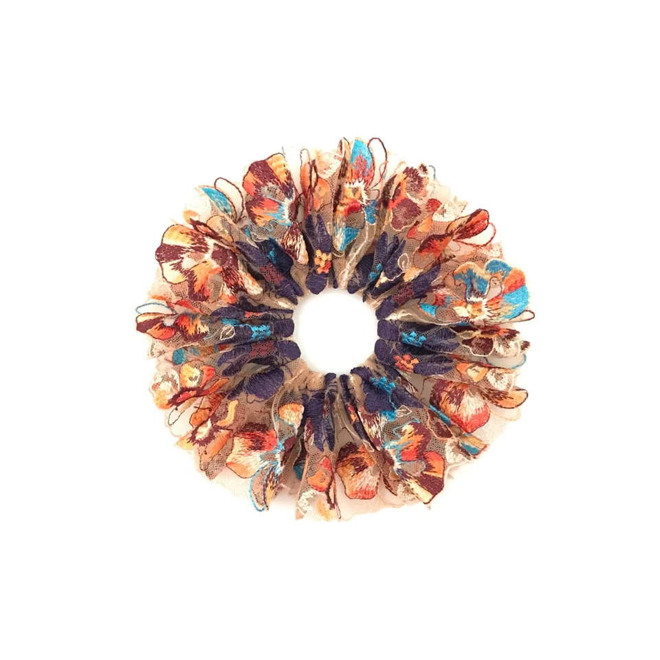 Daria L Floral Scrunchies Bordado Scrunchies Encaje Cola de Caballo Soportes De Gran Tamaño  Foto 1 de 4