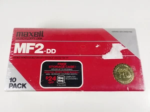Maxell MF2DD 3.5" Floppy Disk 10-Pack w/ Storage Case MF2-DD - Afbeelding 1 van 3