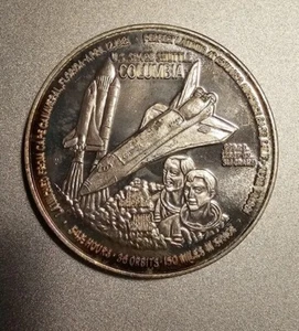 Bob Crippen John Young Shuttle Columbia Crew a prueba de plata 0,999 - Imagen 1 de 4