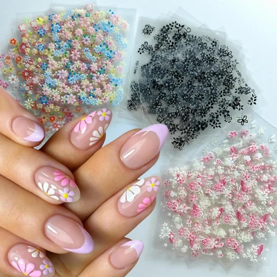 30 Piezas Pegatinas de Uñas de Flores para Arte en Uñas 3D Autoadhesivas Coloridas Florales Uñas De Foto 1 de 4