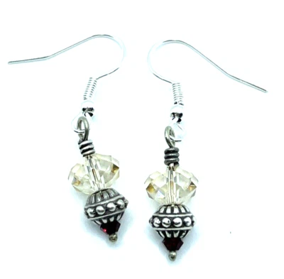 Brighton Holiday Crystal Ornament Beads Red Ivory Silver Custom Dangle Earrings - Image 1 of 4