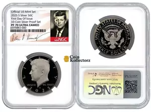 Prevendita 2025 S argento Kennedy mezzo dollaro 50C NGC PF70 UC primo giorno di emissione - Foto 1 di 1