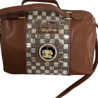 Bolso Bandolera Desmontable Betty Boop Estrás Marrón Doble Superior Asas Foto 1 de 4