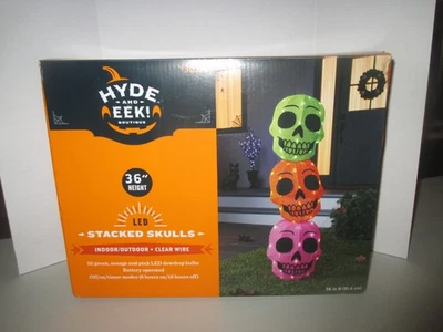 New Hyde & Eek Stacked Skulls LED 36” Indoor Outdoor Halloween Decor with Lights - Image 1 of 4