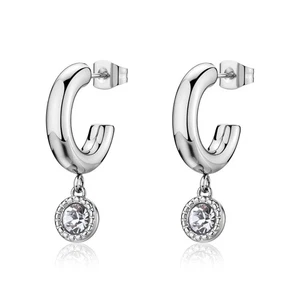 S'AGAPO AURORA ORECCHINI A CERCHIO IN ACCIAIO E CRISTALLO PENDENTE SAR68 (3704) - Imagen 1 de 5