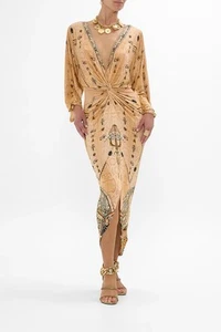 CAMILLA Kingdom Of Heiroglyphs Long Split Front Twist Dress Size S RRP $599 - Picture 1 of 6