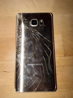 三星 Galaxy Note 5 N920T (T-Mobile) - 32GB 金色 - 损坏 #2488 — 第 1/2 张图片