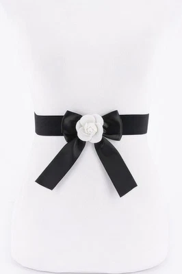 Flower Satin Ribbon Elastic Belt - Image 1 of 3