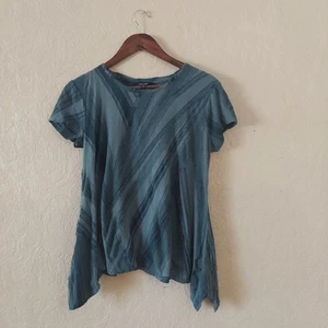 Simply Vera Vera Wang grün strukturiertes Viskose-T-Shirt Haifisch-seitiger Saum Größe Small - Bild 1 von 9