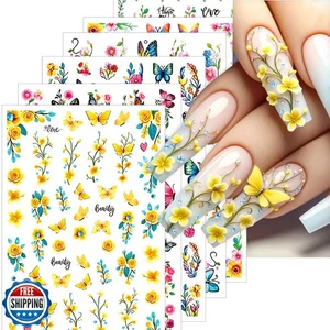 6 Blatt Blume Nail Art Sticker Aufkleber Frühling Nagelsticker bunt floral - Bild 1 von 5