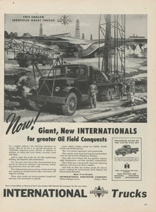 1947 International Trucks Giant Rig For Greater Oil Field Conquests Print Ad - Picture 1 of 1