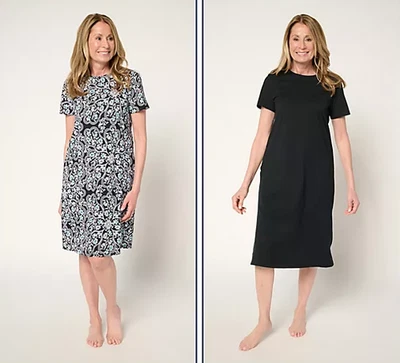 Conjunto de vestido de salón Stan Herman para mujer grande negro Riviera floral tejido de algodón Foto 1 de 4