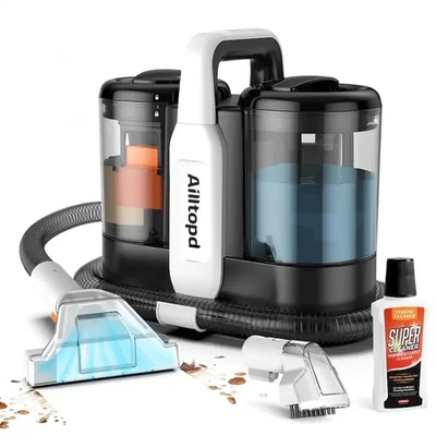 500瓦地毯吸尘器,强力11Kpa便携式适用于斑点和宠物着色剂-黑色 — 第 1/4 张图片