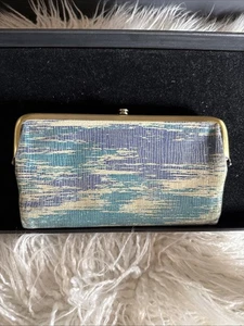 HOBO Lauren Double Frame Cracked Glass Blues Leather Metal Frame Wallet - Bild 1 von 11
