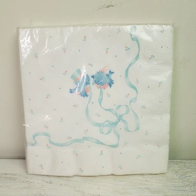 Servilletas de papel vintage con sello de pájaros azules para fiesta de baby shower 16 quilates Foto 1 de 3