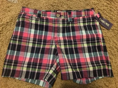 NWT Cherokee Girl casual walking Shorts Size XL 14/16 Pink Plaid Girls - Image 1 of 4