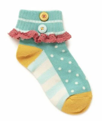 Matilda Jane Catch Up Ankle Sock Size S Small NWT New In Bag Blue Yellow - Image 1 of 2