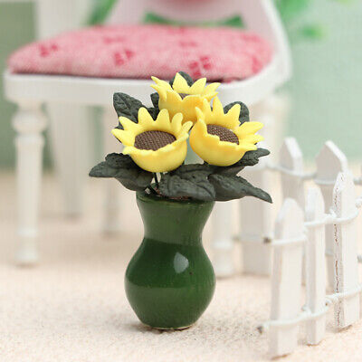 1:12 Dollhouse Miniature Garden Decor Rose Sunflower Flowers Vase Pot Culture • 6.64€
