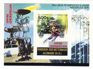 W CENTRAL AFRICA C178 (2) TRIPOLI CHESS OLYMPIC SILVER OVPT ON INNSBRUCK OL SS - Picture 1 of 1