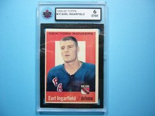 1959/60 TOPPS NHL HOCKEY CARD #10 EARL INGARFIELD KSA 6 EX/NM SHARP 59/60 TOPPS
