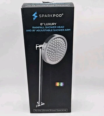 SparkPod 6" Round Rain Shower Head with 16" Head Extension Arm, Radiant Rainbow - Image 1 of 4