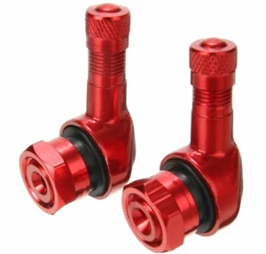 2x RED CNC Aluminum Motorcycle 90 Degree Angle Wheel Tire Stem Tubeless Valve - Picture 1 of 1