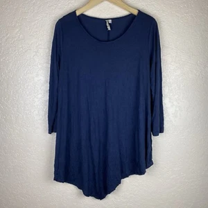 Comfy USA Size L Tunic Top Blue Jersey Knit Lagenlook Lightweight Asymmetric Hem - Picture 1 of 4