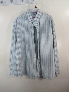 I ZOD Dress Shirt Size XL White Green Blue Stripes Button Front Long Sleeve - Picture 1 of 4