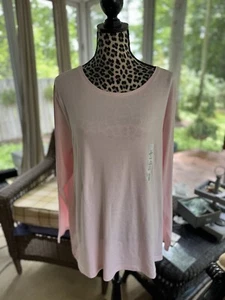 Croft & Barrow Crewneck Classic Tee Long Sleeve Cotton T-Shirt Pink Plus 2X New - Picture 1 of 5
