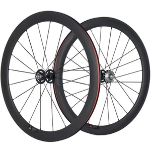 50 mm engranaje fijo ruedas de carbono delanteras + traseras bicicleta de pista 700C bicicleta - Imagen 1 de 11