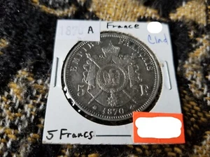 France 5 Francs 1870 A Silver Circulated (Cleaned) - Picture 1 of 2