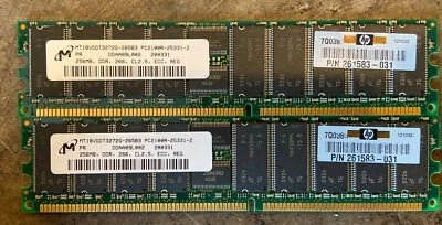 x2 Micron MT18VDDT6472G-265C3 512MB Server Memory RAM PC2100R-25331-Z - Image 1 of 2