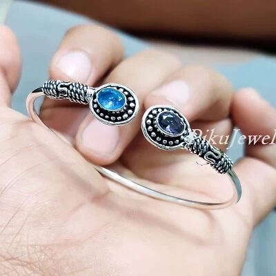 Bracciale in argento sterling 925 con taglio ametista e pietra preziosa... - Immagine 1 di 4