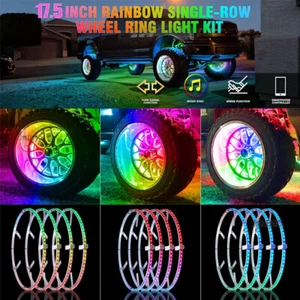 4x 17.5'' RGB Chasing Flow Wheel Ring LED Car Rim Lights Bluetooth For Truck Car - Bild 1 von 21