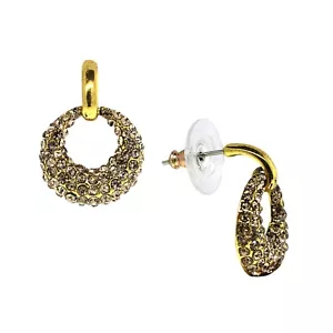 2028 Gold-Tone Light Topaz Color Mini Open Pave Hoop Earrings by 1928 Jewelry - Picture 1 of 1