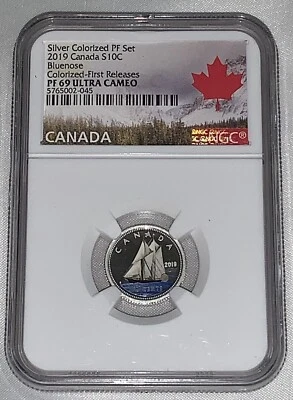 2019 Canada S10CBluenoseColorized-First ReleasesPF 69 ULTRA CA Silver Colorized - Image 1 of 2