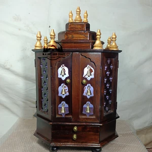 Holzbügel Dunkler Kaffee für Zuhause Handarbeit Pooja Mandir Pooja Ghar Mandap - Bild 1 von 7