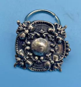Scrolled Flower Design Antiqued Silver-Tone Eye-Glass Brooch ID Badge Holder VTG - Picture 1 of 8