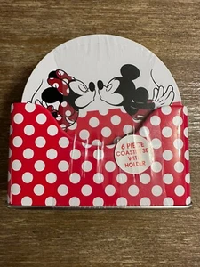 Disney Mickey Mouse Coaster Tin Set of 6 Cork Coasters Minnie Mouse - Picture 1 of 6