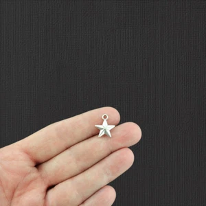 20 Star Antique Silver Tone Charms 2 Sided - SC1583 - Picture 1 of 1