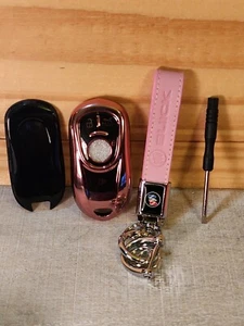 Buick Pink Keychain Leather Key Fob Cover With Screwdriver - Picture 1 of 13