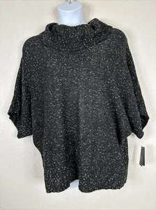 Neu mit Etikett Alyx Damen Übergröße 2X schwarz gesprenkelt Strickpullover Wasserfallausschnitt Oberteil Kurzarm - Bild 1 von 12