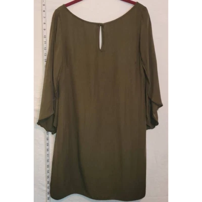 Vestido corto Milly para mujer 8 marrón oliva cuello cerradura manga L campana viscosa Foto 1 de 4