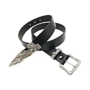 Carved Pin Buckle Waistband Pants Belt PU Leather Belt Women Men Waist Decors - Picture 1 of 8