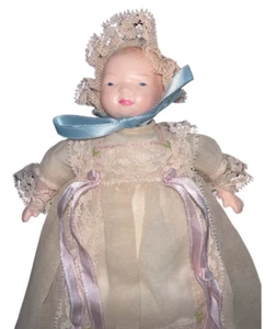 Vintage 7" Bye-Lo Baby Cradle Doll with Cristening Gown Dress - Picture 1 of 3