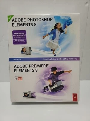 Adobe Photoshop Elements 8 & Adobe Premier Elements 8 Win 7 XP Vista New Sealed - Image 1 of 4
