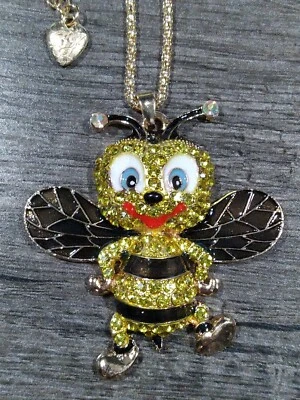 Эклектичный причудливый желтый коричневый шмель пчелы со стразами подвеска ожерелье  - Изображение 1 из 4