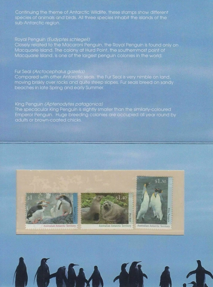 Paquete de estampillas Aat Antarctic Regional Wildlife II 1993 COMO NUEVAS - PINGÜINOS/FOCAS Foto 1 de 1